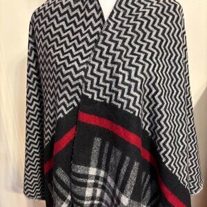 Reversible Wrap/Shawl One Size Black, Red, White for any occasion